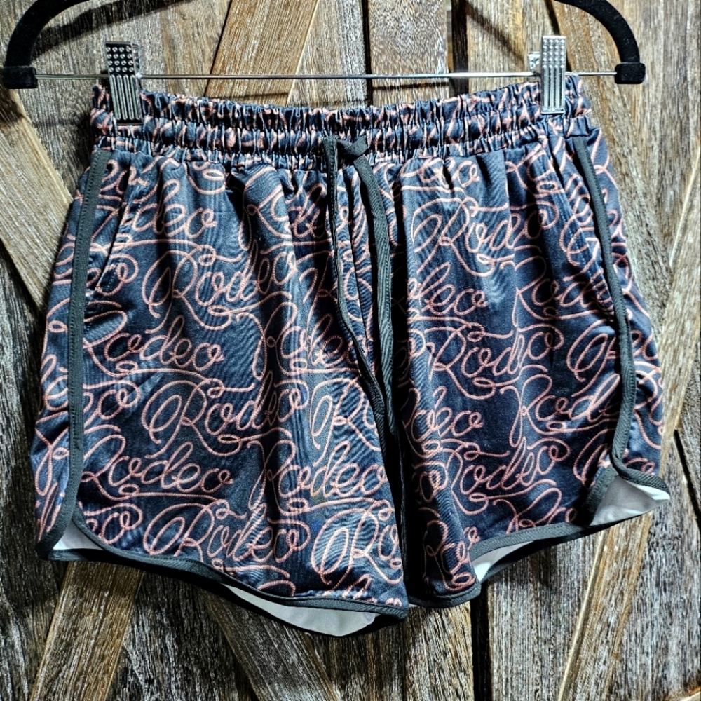 NWT Brown Stylish Women's Shorts with Rope Rodeo Script Design - Picture 3 of 3